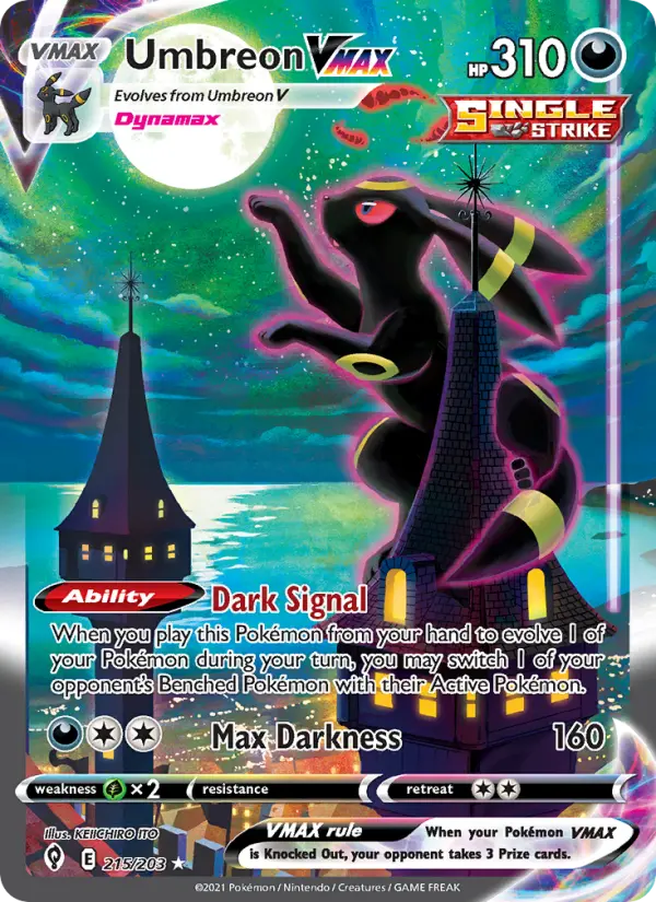 Umbreon VMAX, Evolving Skies 215 — publisher reference scan, not a photo of this copy